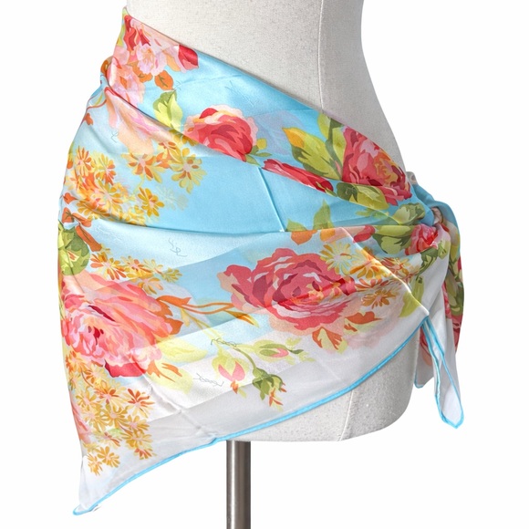 YSL Yves Saint Laurent Floral Silk Scarf 34" - Picture 4 of 9